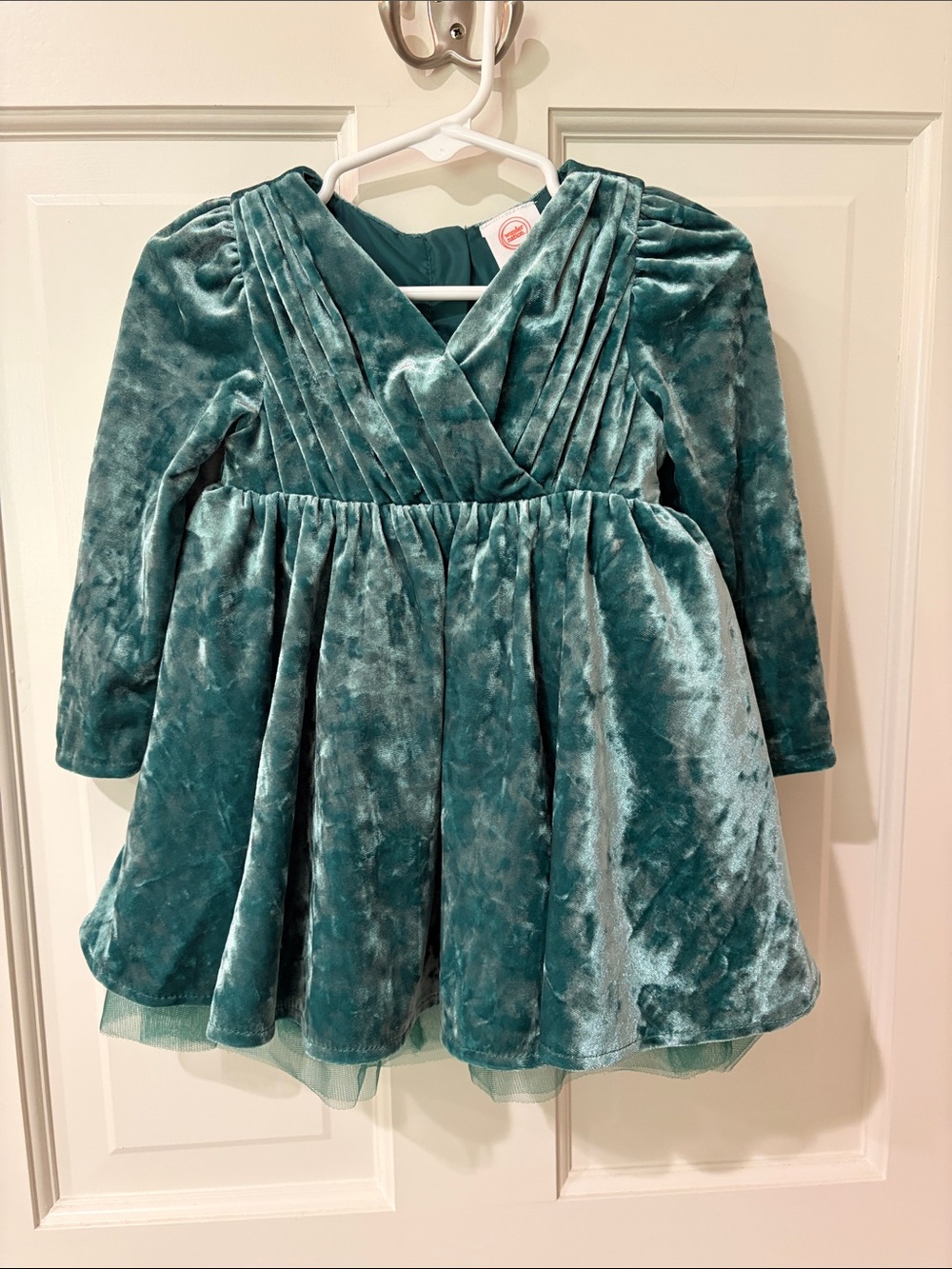 wonder nation Teal Velvet Long-Sleeve Dress